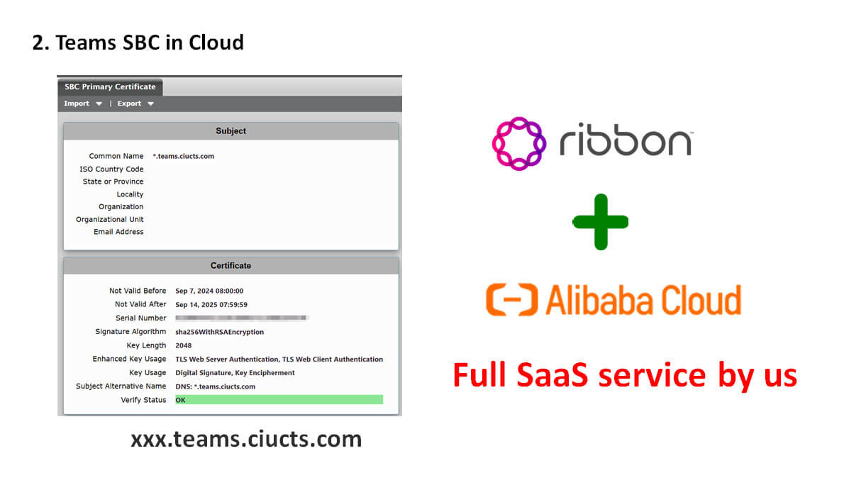 Ribbon SBC on Alibaba Cloud infrastructure showing the fully managed SaaS service